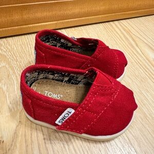 TOMS Kids Red Moccasin Shoes
